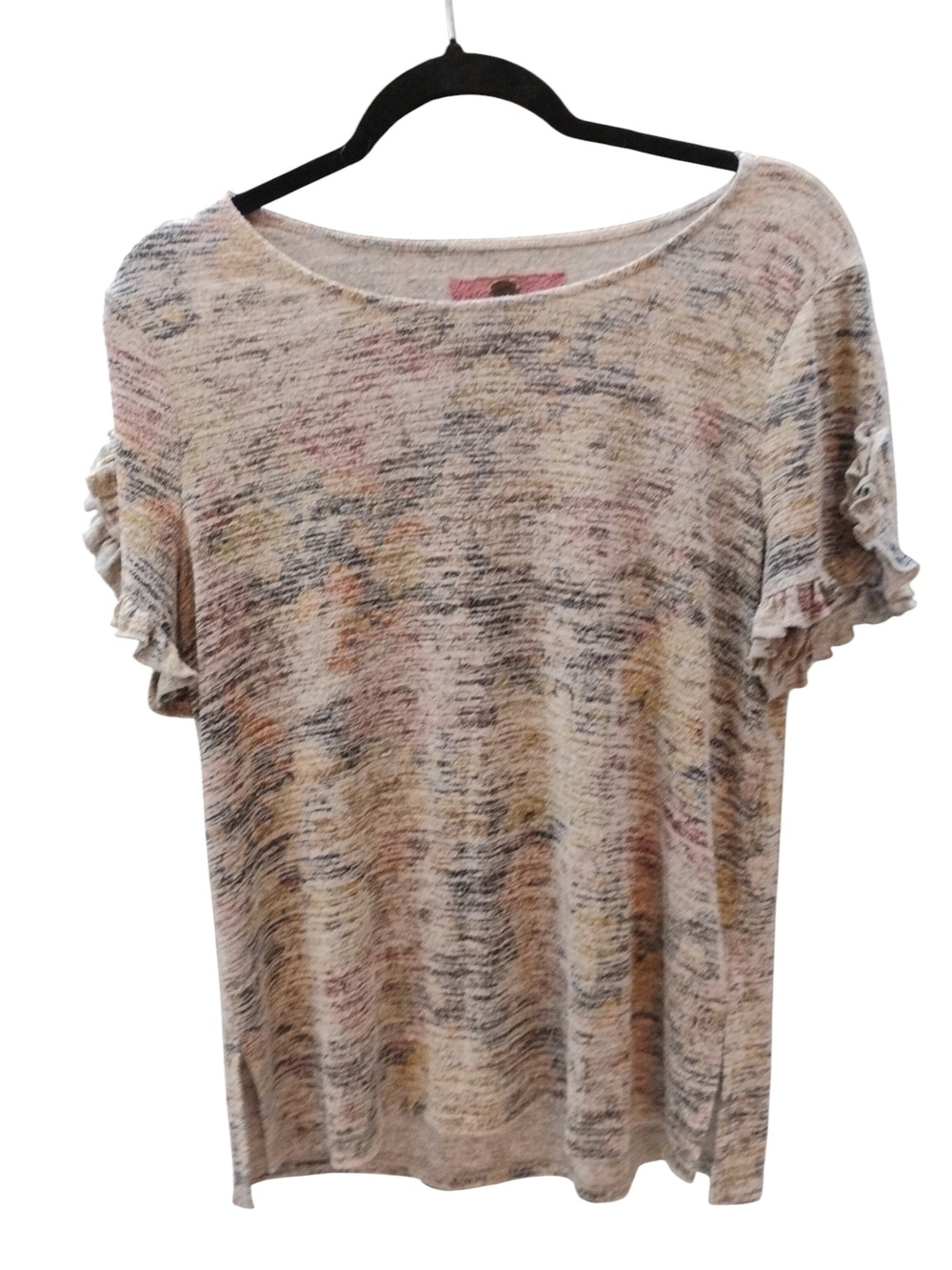 Cupio Multicolor Ruffle Short Sleeve Top SZ L